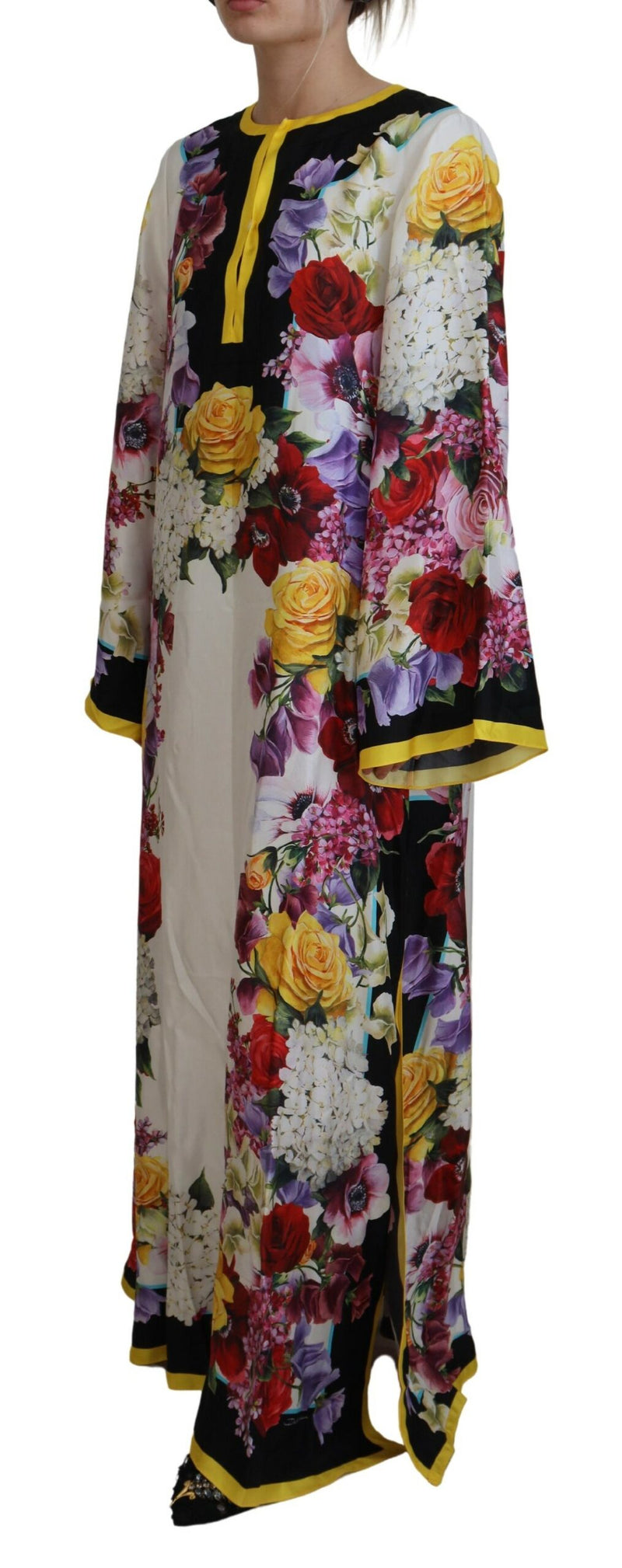 Dolce & Gabbana Elegant Silk Long Sleeve Kaftan Dress