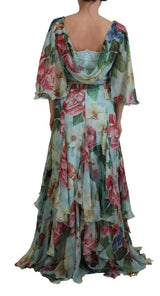 Dolce & Gabbana Elegant Floral Silk Long Dress