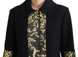 Dolce & Gabbana Elegant Gold Black Jacquard Trench Coat