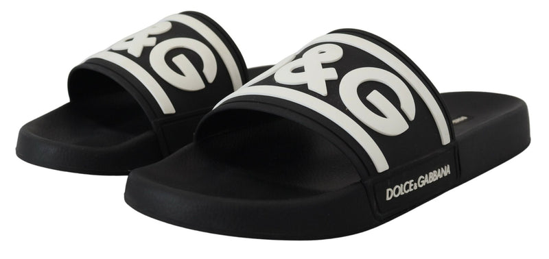 Dolce & Gabbana Chic Monochrome Slide Sandals