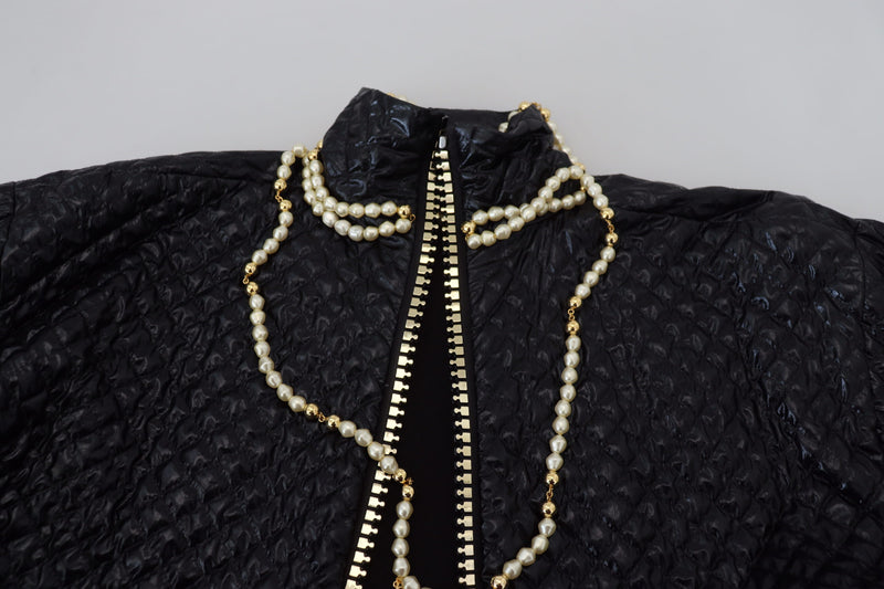 Dolce & Gabbana Elegant Full Zip Sweater with Pearl Embellishment