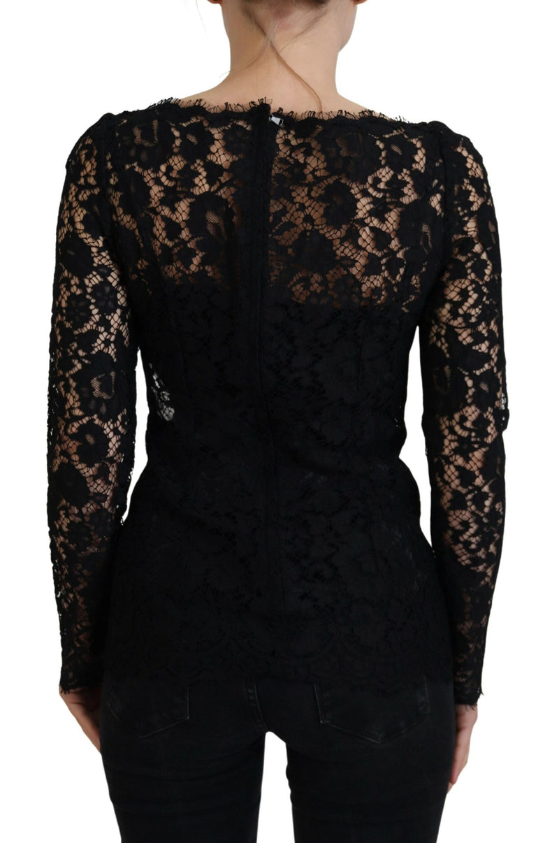 Dolce & Gabbana Elegant Floral Lace Long Sleeve Top