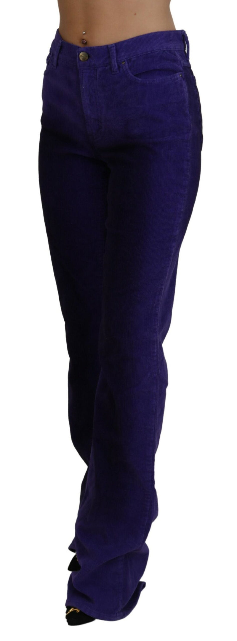 Just Cavalli Elegant Purple Corduroy Straight Fit Pants