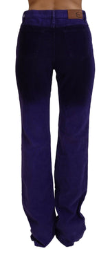 Just Cavalli Elegant Purple Corduroy Straight Fit Pants