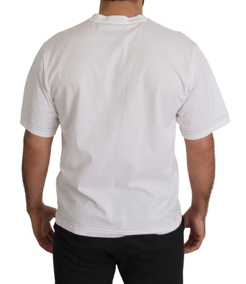 Dolce & Gabbana Elegant White Cotton Tee with Leopard Logo