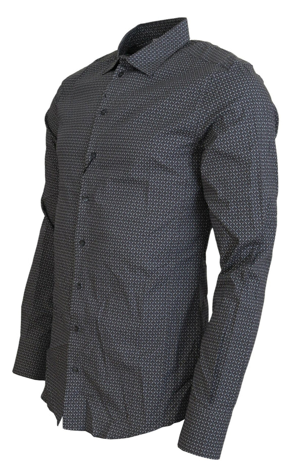 Dolce & Gabbana Elegant Slim Fit Gray Patterned Shirt