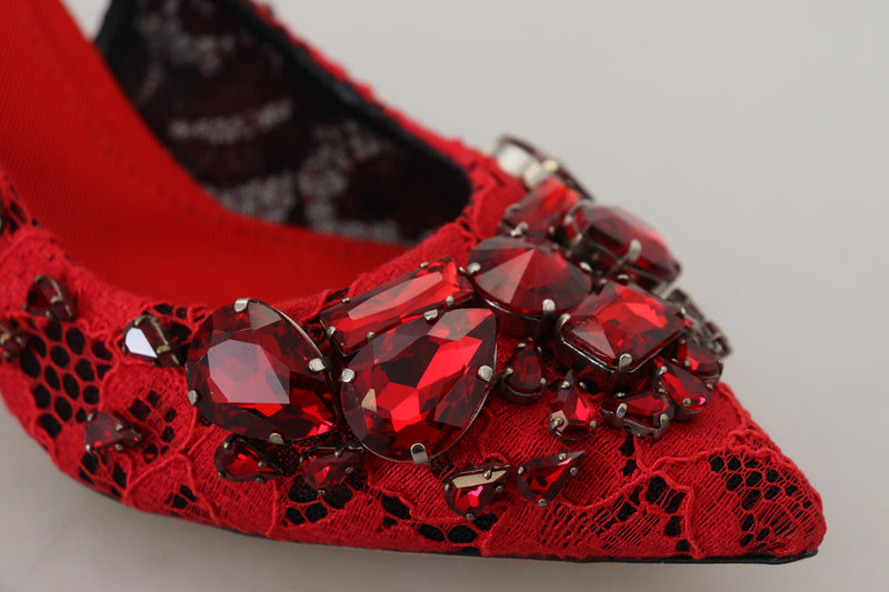 Dolce & Gabbana Ruby Red Crystal Slingback Heels