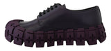 Prada Elegant Purple Leather Lace-Up Sneakers