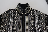 Dolce & Gabbana Elegant Patterned Bomber Jacket with Pearl Details