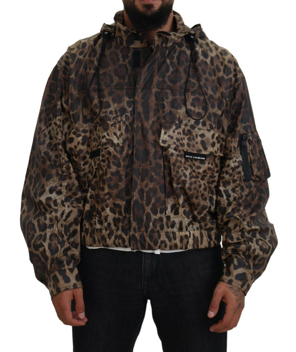 Dolce & Gabbana Elegant Leopard Print Hooded Jacket