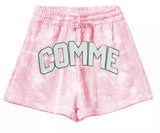 Comme Des Fuckdown Abstract Pink Cotton Shorts with Drawstring