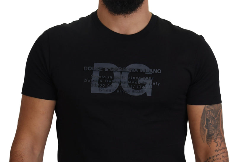 Dolce & Gabbana Elegant Black Logo Print Cotton T-Shirt