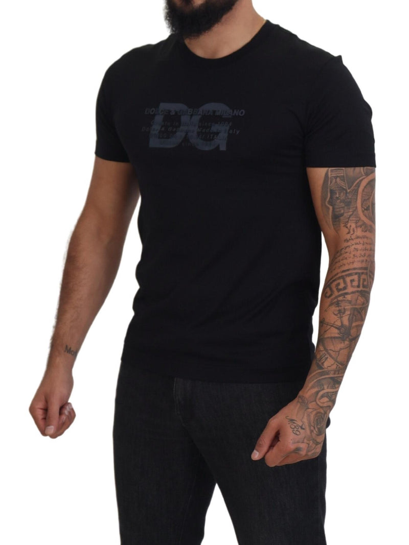 Dolce & Gabbana Elegant Black Logo Print Cotton T-Shirt