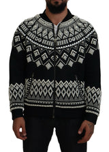 Dolce & Gabbana Embellished Black Cotton Zip Sweater