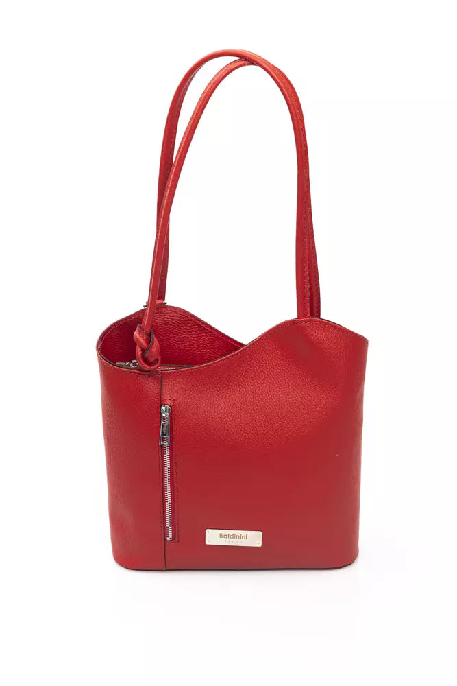 Baldinini Trend Red Leather Women Shoulder Bag