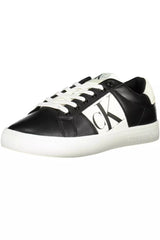 Calvin Klein Sleek Black Lace-Up Sneakers with Logo Detail