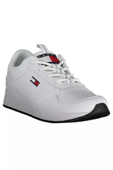 Tommy Hilfiger Sleek White Lace-Up Sneakers with Logo Detail