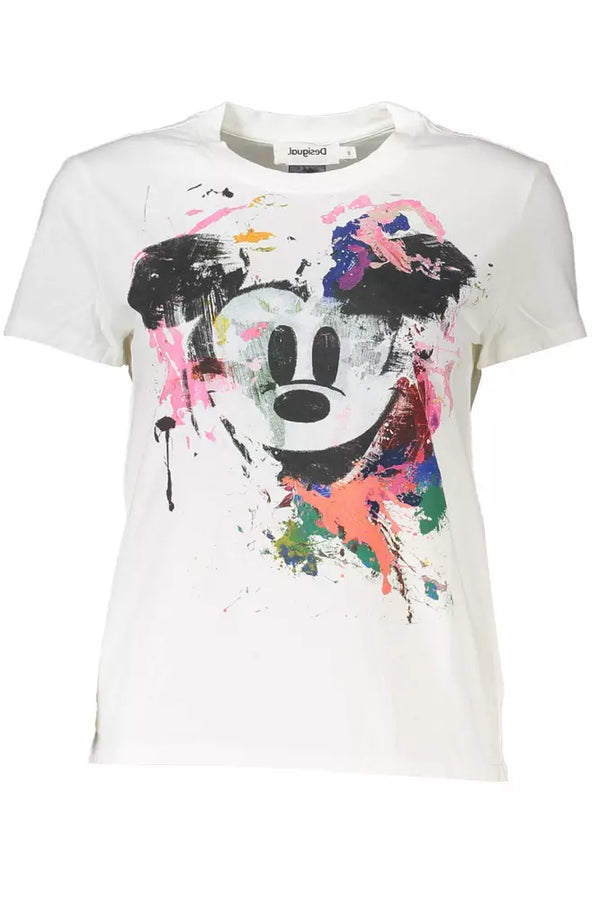 Chic White Printed Tee with Desigual Charm