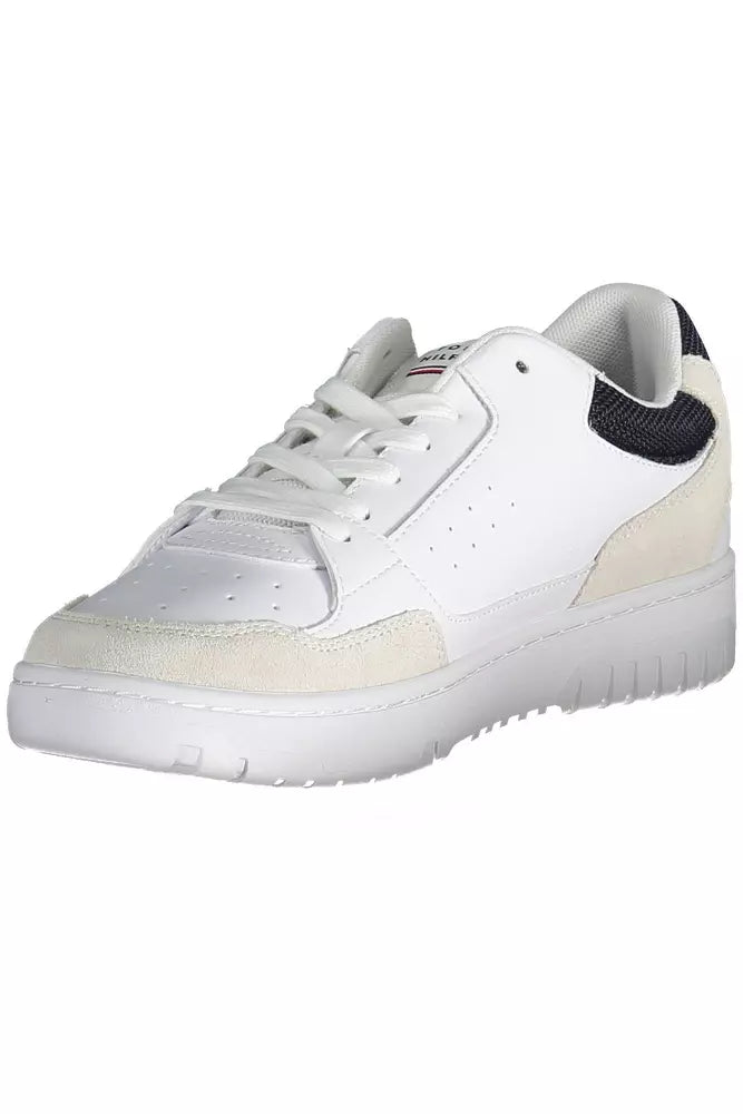 Tommy Hilfiger Sleek White Lace-Up Sneakers with Logo Detail