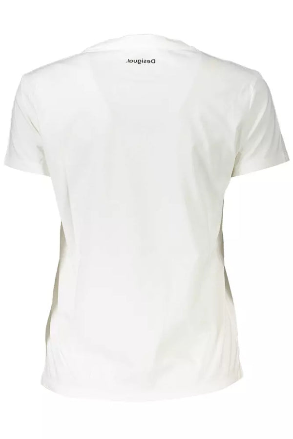 Chic White Printed Tee with Desigual Charm