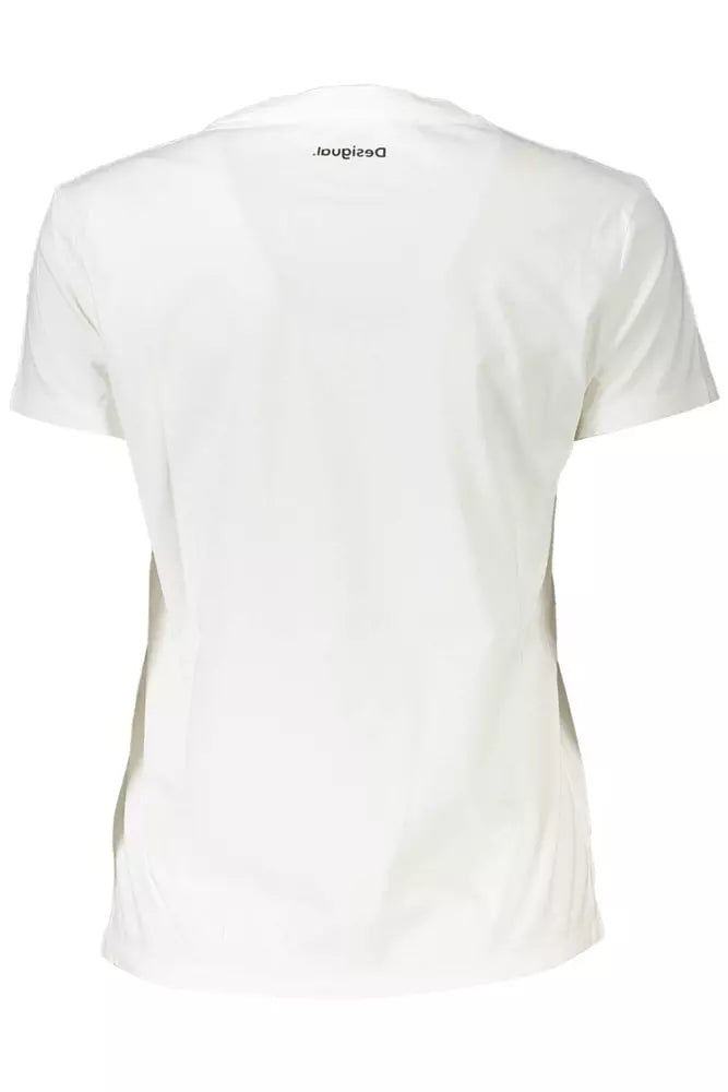 Chic White Printed Tee with Desigual Charm