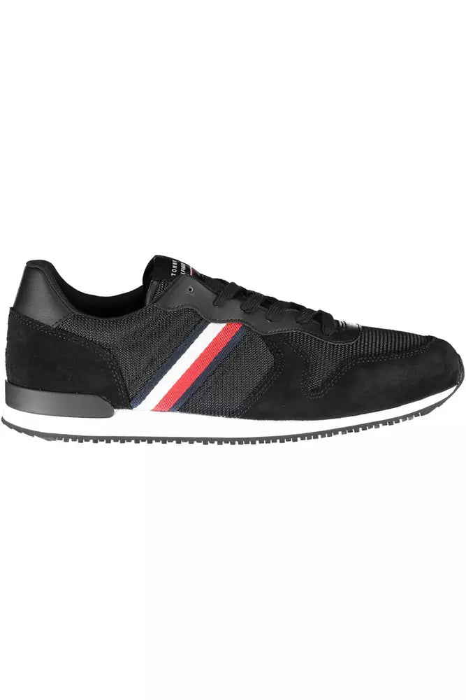 Tommy Hilfiger Sleek Black Sports Sneakers with Contrasting Accents