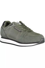 Calvin Klein Sleek Green Lace-Up Sneakers with Contrasting Sole