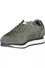 Calvin Klein Sleek Green Lace-Up Sneakers with Contrasting Sole