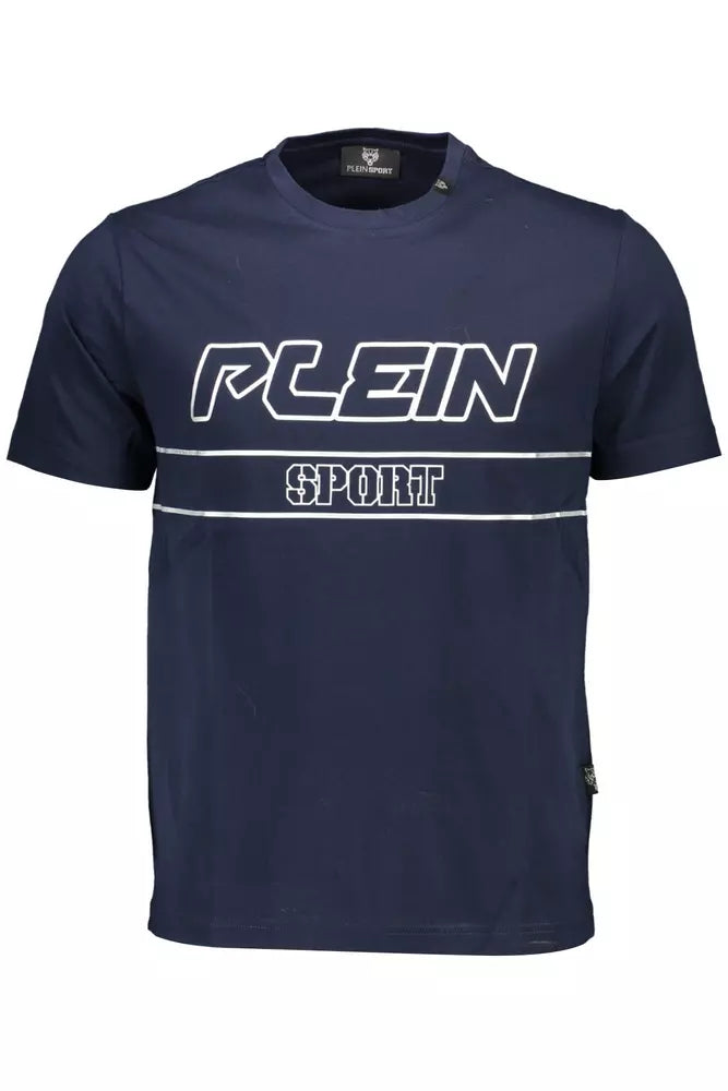 Plein Sport Electrify Blue Crew Neck Tee with Logo Accent