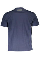 Plein Sport Blue Cotton Crew Neck Tee with Print