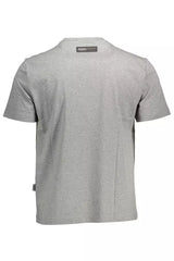 Plein Sport Sleek Gray Crew Neck Tee with Bold Contrasts