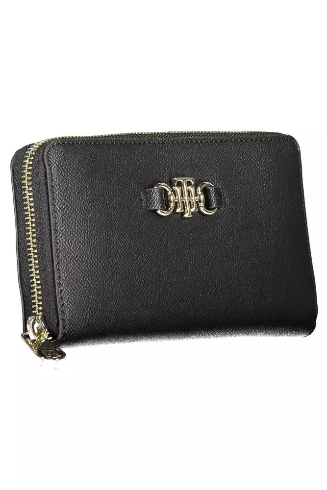 Tommy Hilfiger Elegant Black Zip Wallet with Logo