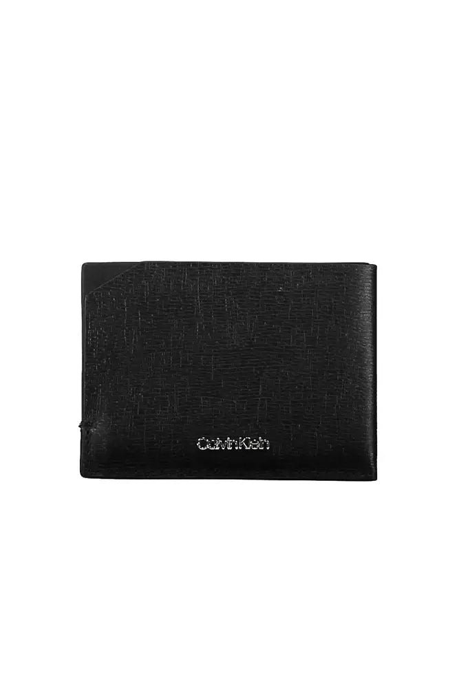 Calvin Klein Sleek Black Leather Card Holder with Logo