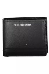 Tommy Hilfiger Sleek Black Leather Bifold Wallet with Coin Purse