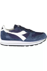 Diadora Elegant Blue Lace-Up Sneakers with Contrasting Details