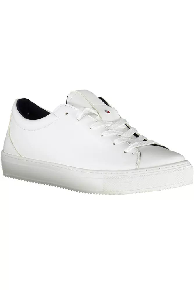 Tommy Hilfiger Chic White Lace-Up Sneakers with Logo Detail