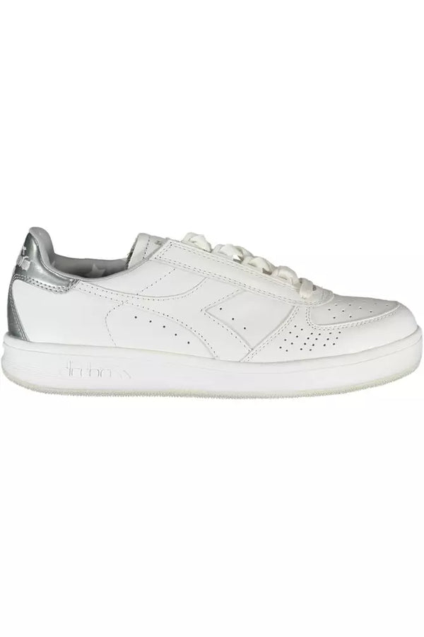 Diadora Elegant White Lace-Up Sneakers with Contrast Detail