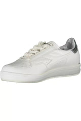 Diadora Elegant White Lace-Up Sneakers with Contrast Detail