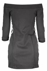 Calvin Klein Elegant Off-Shoulder Black Dress with Contrast Details