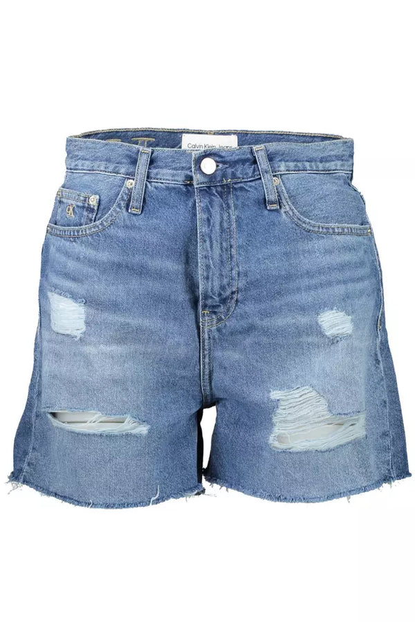 Calvin Klein Chic Embroidered Denim Shorts with Worn Detail