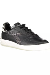 Diadora Sleek Black Leather Sneakers with Contrast Accents