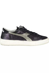 Diadora Elegant Black Lace-Up Sneakers with Contrasting Details