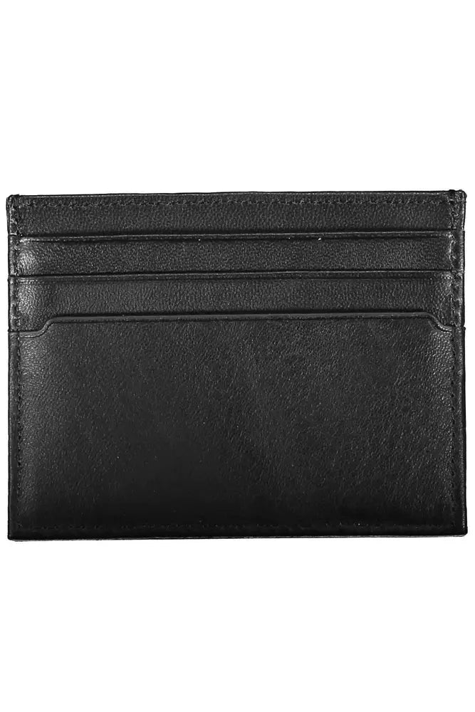 Tommy Hilfiger Sleek Black Leather Card Holder with Contrasting Detail