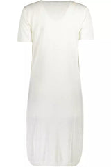 Cavalli Class Chic White Embroidered Short Dress