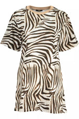 Cavalli Class Elegant Beige Print Short Sleeve Dress