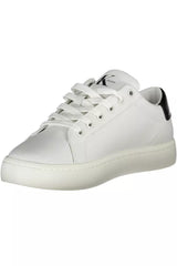 Calvin Klein Chic White Lace-Up Sneakers with Contrasting Details