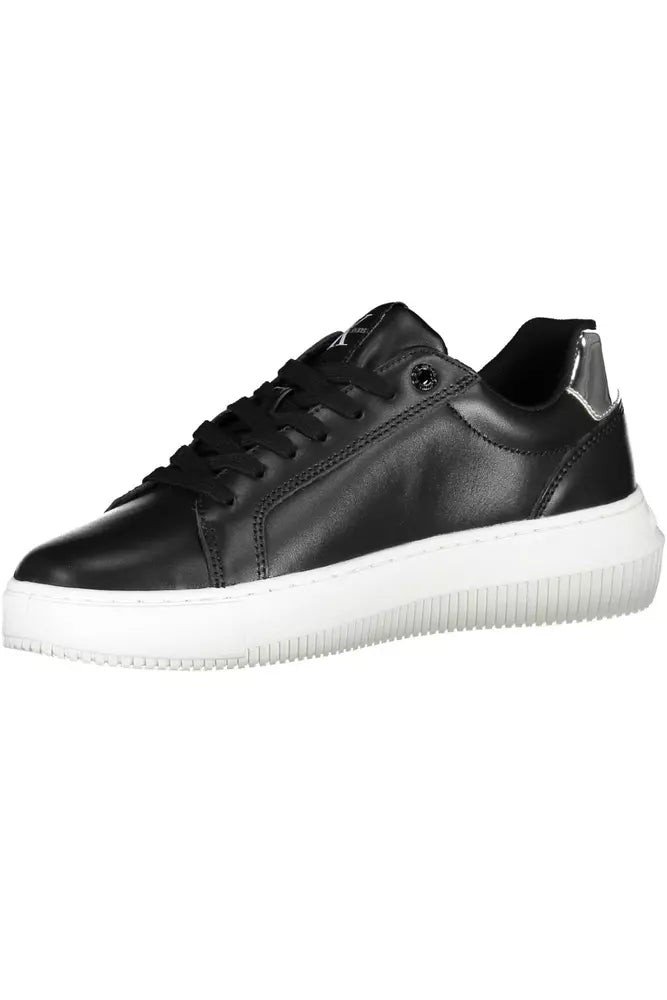 Calvin Klein Sleek Black Lace-Up Sneakers with Contrasting Details