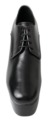 Dolce & Gabbana Elegant Black Leather Derby Dress Shoes