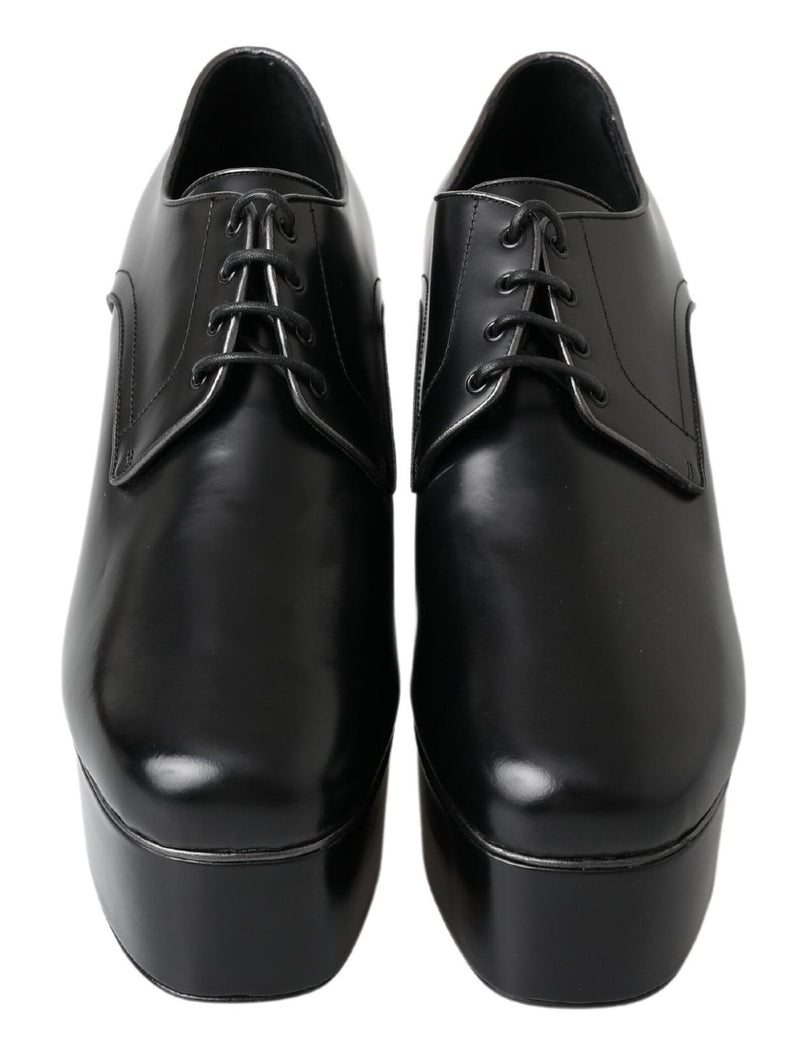 Dolce & Gabbana Elegant Black Leather Derby Dress Shoes