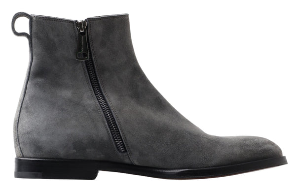 Dolce & Gabbana Elegant Gray Chelsea Leather Boots